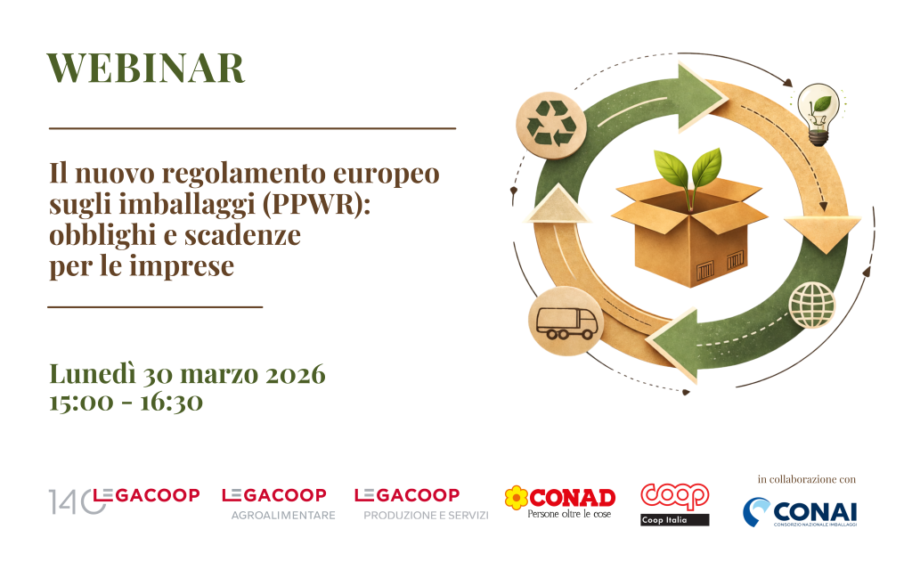Nuovo regolamento UE sugli imballaggi: un webinar promosso dal Coordinamento Legacoop e CONAI per le imprese