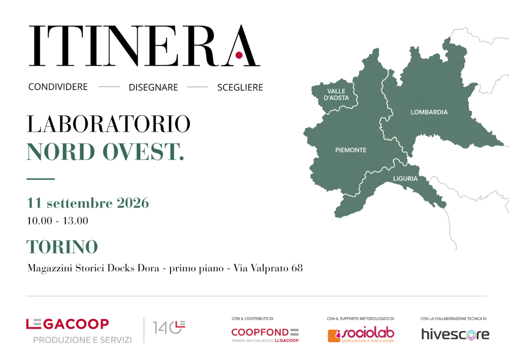 ITINERA, l’11 settembre a Torino il primo laboratorio territoriale: il Nord Ovest a confronto sulle priorità della cooperazione di lavoro